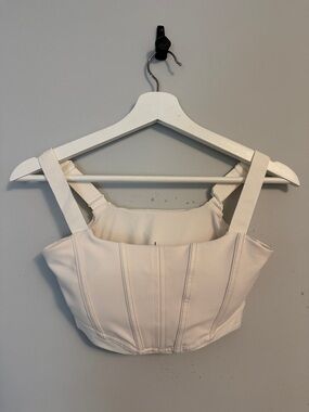 ALO Yoga Cream Structured Corset Crop Top